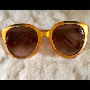 Alexander MQueen Metal Blocks Round Sunglasses